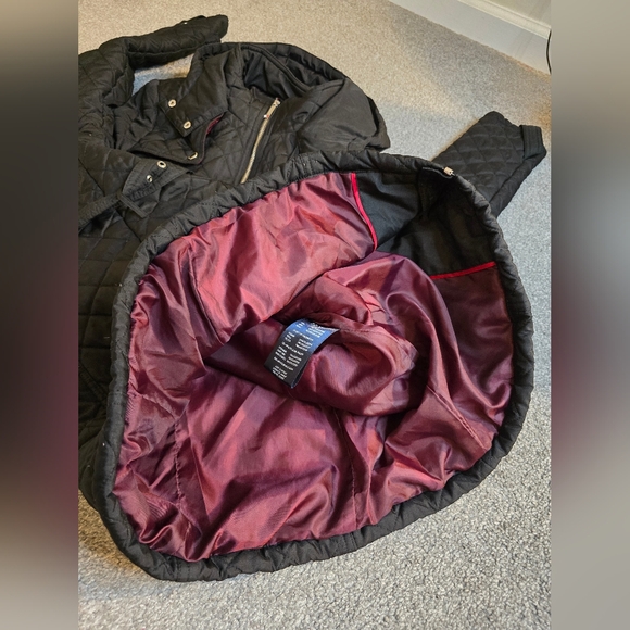 Tommy Hilfiger Quilted Lined Long Belted Coat w/Hood Streetwear Preppy - Picture 10 of 11